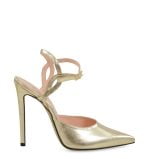 JOY od GASSU złote skórzane szpilki bez pięty - bokiem