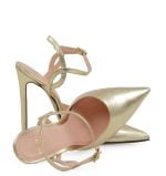 JOY od GASSU złote skórzane szpilki bez pięty - z przodu