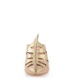 LECCO klapki pełne na słupku złote skórzane - z przodu