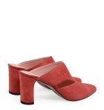 MAGGIE klapki na słupku czerwone zamszowe - po skosie