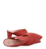 MAGGIE klapki na słupku czerwone zamszowe - z przodu