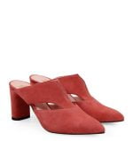 MAGGIE klapki na słupku czerwone zamszowe - po skosie
