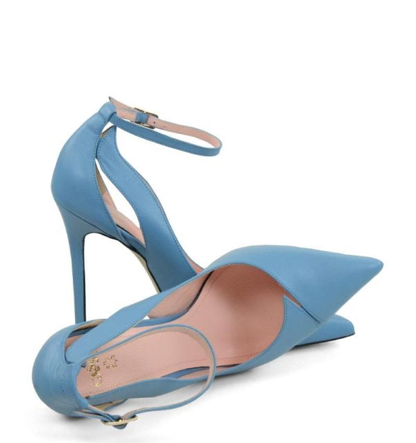 TESS od GASSU niebieskie szpilki z paskiem nad kostką - z przodu