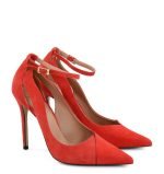 czerwone szpilki zamszowe TESS z paskiem nad kostką - po skosie