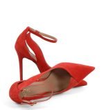 czerwone szpilki zamszowe TESS z paskiem nad kostką - z przodu