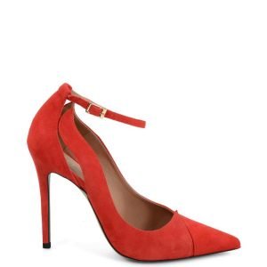 czerwone szpilki zamszowe TESS - bokiem