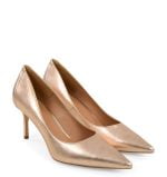 VICTORIA od GASSU złote szpilki niskie buty na wesele - po skosie