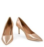 VICTORIA od GASSU złote szpilki niskie buty na wesele - z przodu