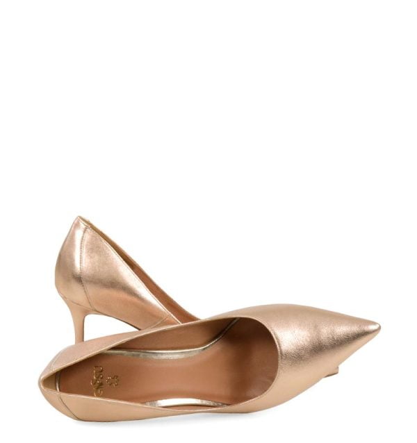 VICTORIA od GASSU złote szpilki niskie buty na wesele - z przodu