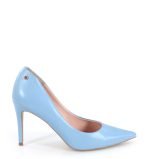 Błękitne szpilki licowe venezia - bokiem