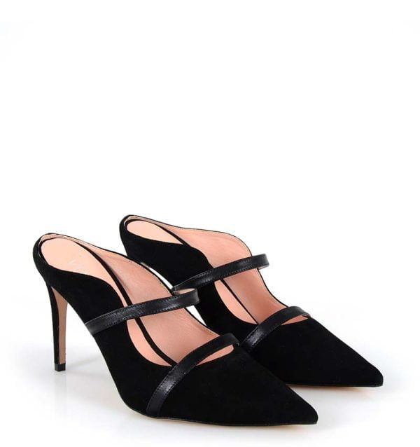 VENEZIA czarne klapki szpilki - po skosie