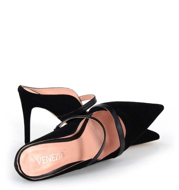 VENEZIA czarne klapki szpilki - z przodu