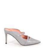 Venezia srebrne szpilki klapki - bokiem