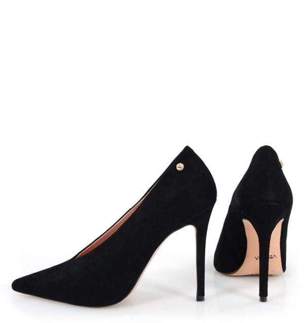 VENEZIA czarne szpilki zamszowe - z tyłu