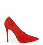 VENEZIA czerwone szpilki zamszowe - bokiem
