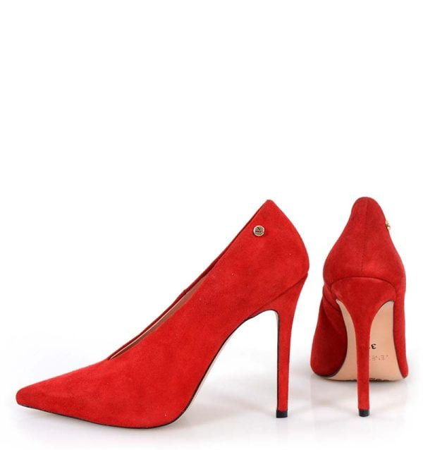 0105-23Red5 VENEZIA czerwone szpilki zamszowe - z tyłu