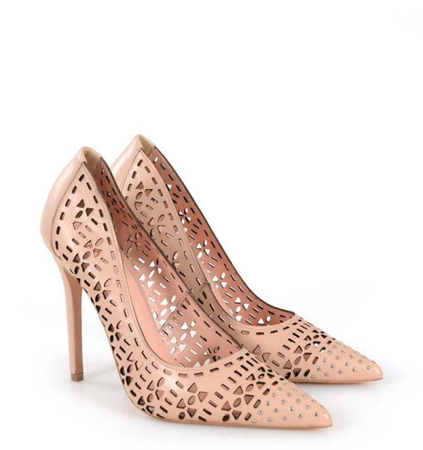 Venezia szpilki beżowe ażurowe - po skosie