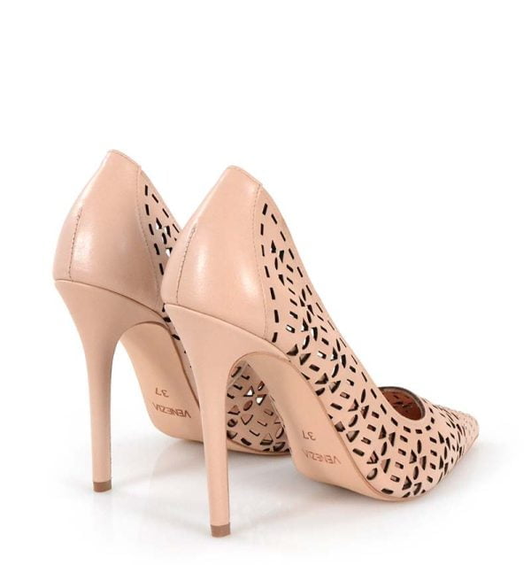 Venezia szpilki beżowe ażurowe - po skosie