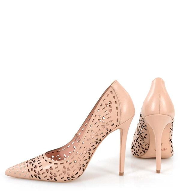 Venezia szpilki beżowe ażurowe - z tyłu