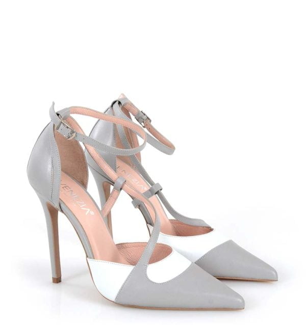 Venezia szpilki szare - po skosie