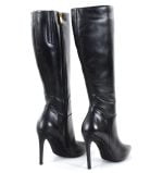 Kozaki skórzane czarne szpilki - po skosie