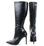 Kozaki skórzane czarne szpilki - z tyłu