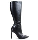 Kozaki skórzane czarne szpilki - bokiem