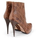 Brązowe botki za kostkę - po skosie