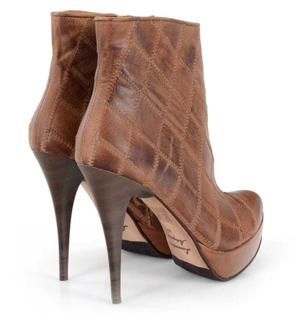 374-3B-3 Brązowe botki za kostkę - po skosie