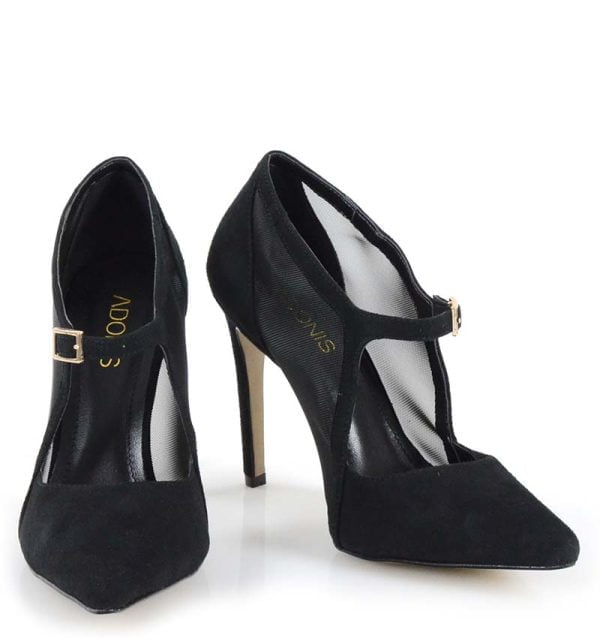 czółenka czarne szpilki botki letnie - z przodu