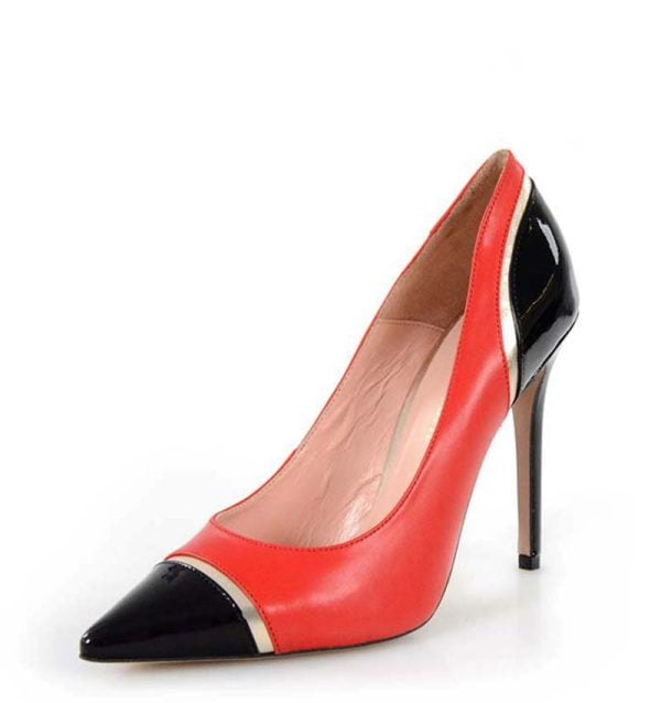 Czerwono-czarne szpilki victoria gotti - po skosie