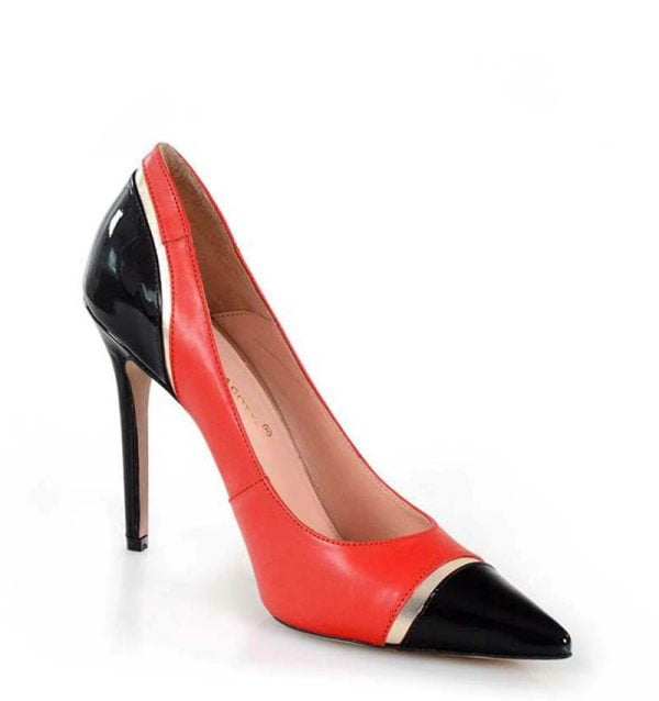 Czerwono-czarne szpilki victoria gotti - po skosie