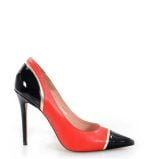 Czerwono-czarne szpilki victoria gotti - bokiem