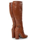 Kozaki wysokie na słupku brązowe - po skosie