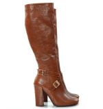 Kozaki wysokie na słupku brązowe - bokiem