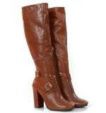 Kozaki wysokie na słupku brązowe - po skosie