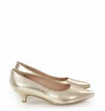 Jessica Jasno złote buty na niskim obcasie - bokiem
