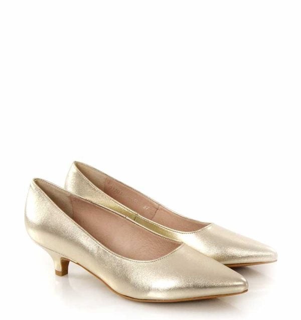 jessica-gold-lico5 Jessica Jasno złote buty na niskim obcasie - po skosie