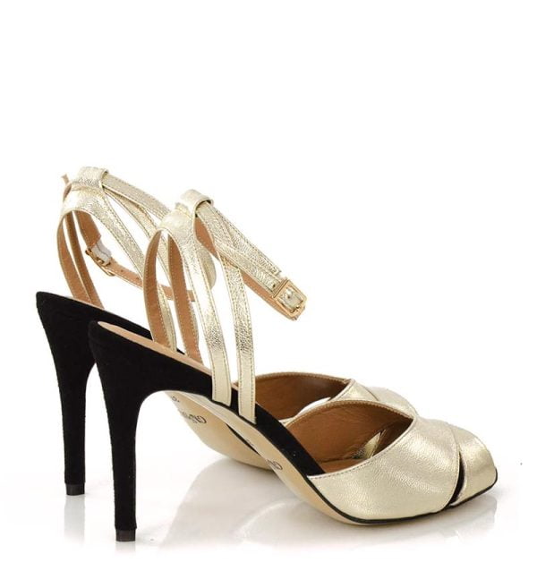 Złoto-czarne sandałki carolyn - po skosie