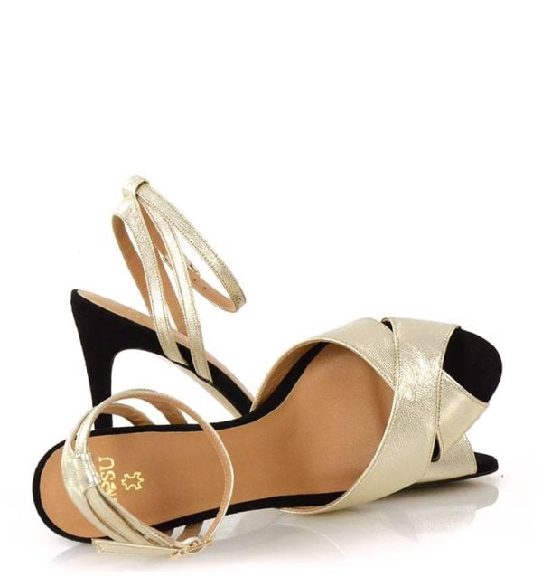 Złoto-czarne sandałki carolyn - z przodu