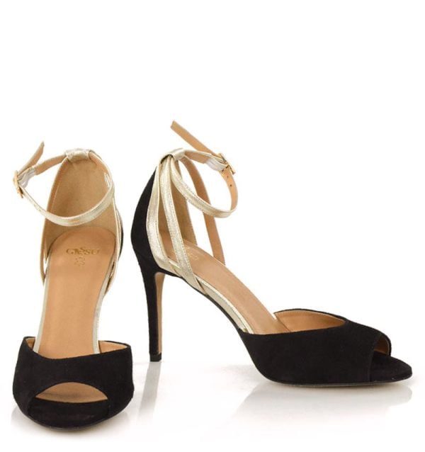 GASSU Sandały SORAYA szpilki czarno złote - z przodu