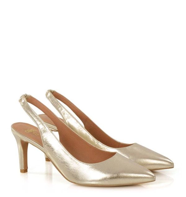 Szpilki MAYA złote skóra licowa - po skosie