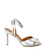 GASSU Srebrne szpilki CAROLYN sandałki - bokiem