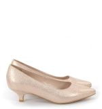 Czółenka niskie różowo złote - bokiem