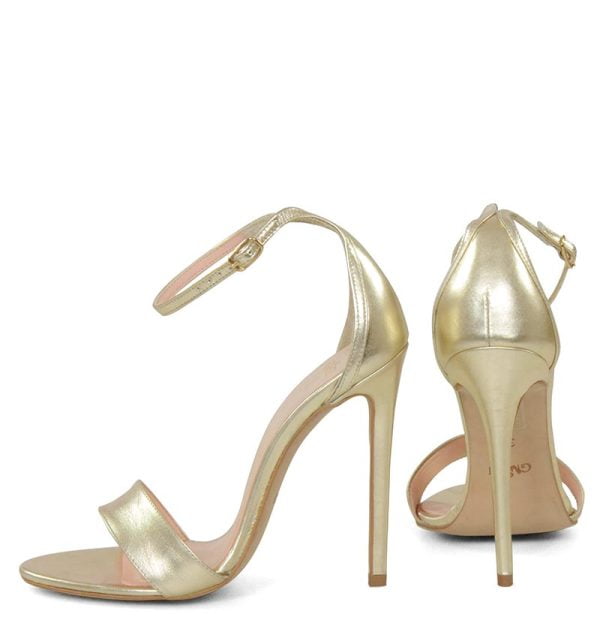 Złote sandały szpilki wysokie - z tyłu
