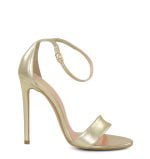 Złote sandały szpilki wysokie - bokiem