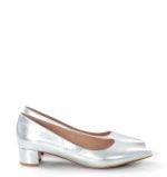 Weronica Gassu czółenka srebrne na niskim obcasie - bokiem