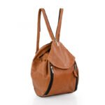 Brązowy plecak damski ze skóry naturalnej - z przodu