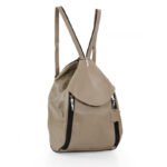 Ciemnobeżowy plecak damski ze skóry naturalnej - z przodu