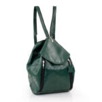 Ciemnozielony plecak damski ze skóry naturalnej - z przodu